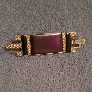 Art Deco Purple Enamel and Silvertone Brooch